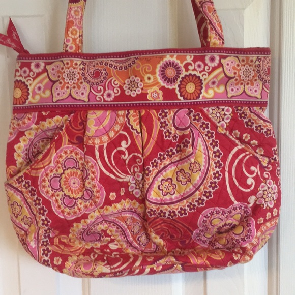 Vera Bradley Large Raspberry Fizz Rtd Shoulder Bag - Picture 2 of 8